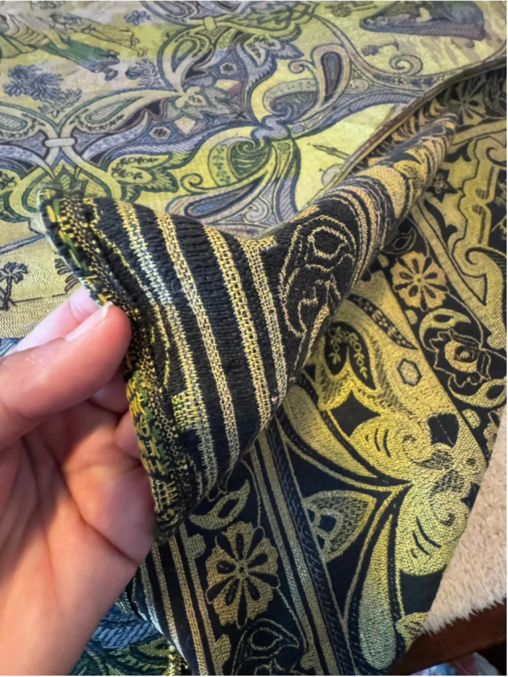 Vintage William Morris Style Woven Tapestry Throw Blanket 70x80 Camel Horse